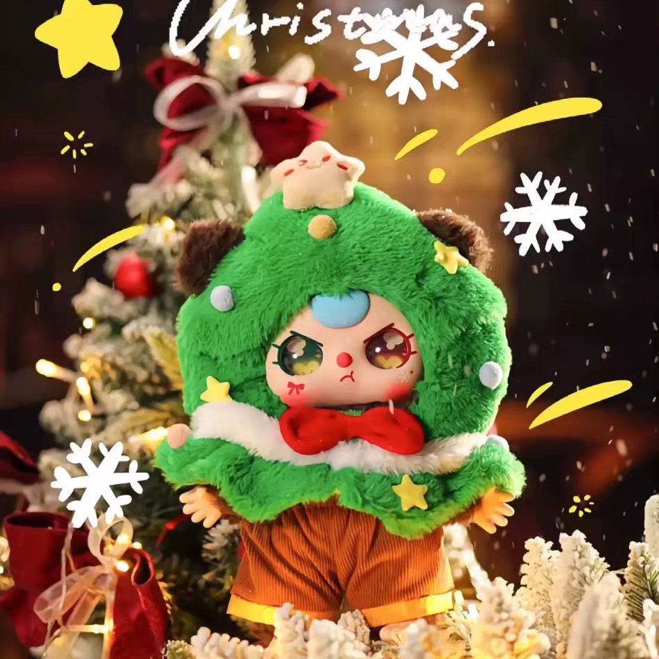 [全新正品] 娃三岁-圣诞400体毛绒盲盒潮玩可爱公仔玩具