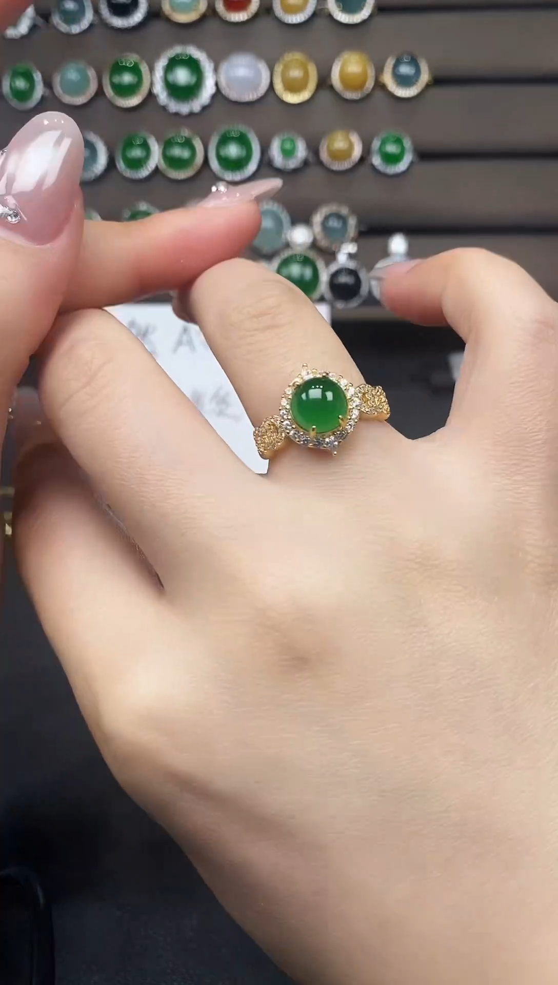 银S925镶嵌戒指翡翠111