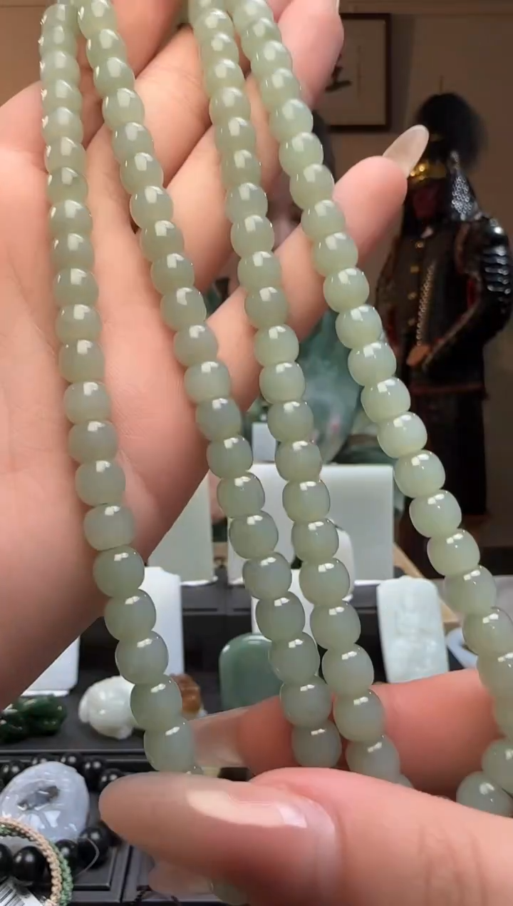 【闪购商品】和田玉且末蓝老型珠未镶嵌长链