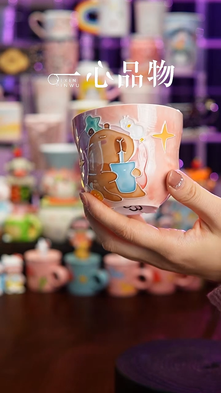 杯子瓷H83景德镇手工手绘杯子摆件