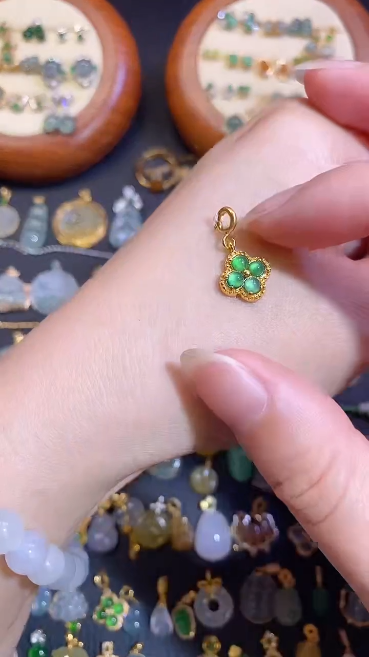 翡翠银S925镶嵌颈饰天然A货翡翠