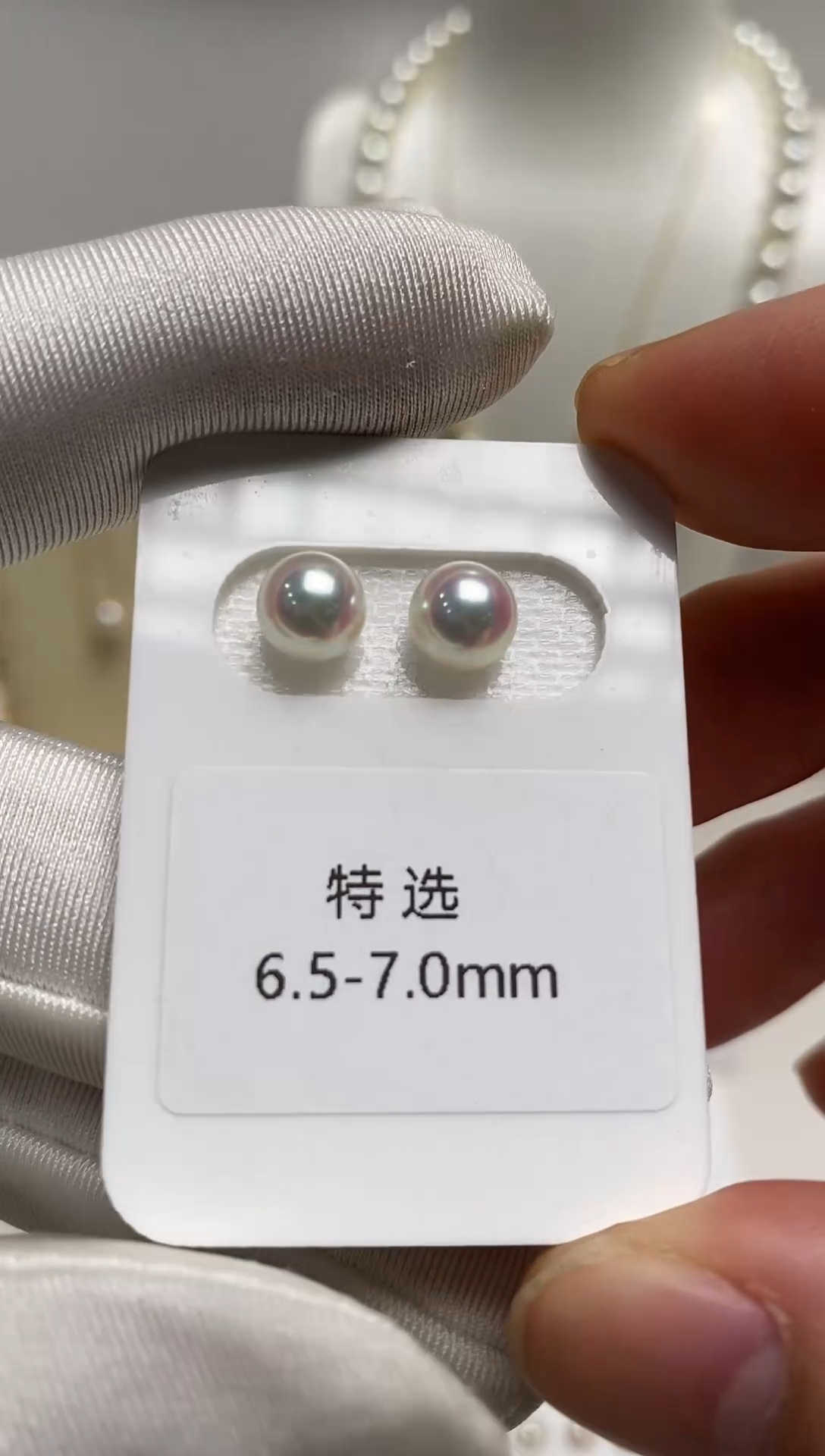 【闪购商品】海水珍珠耳钉18K金镶嵌天女特选6.5-7.0耳钉