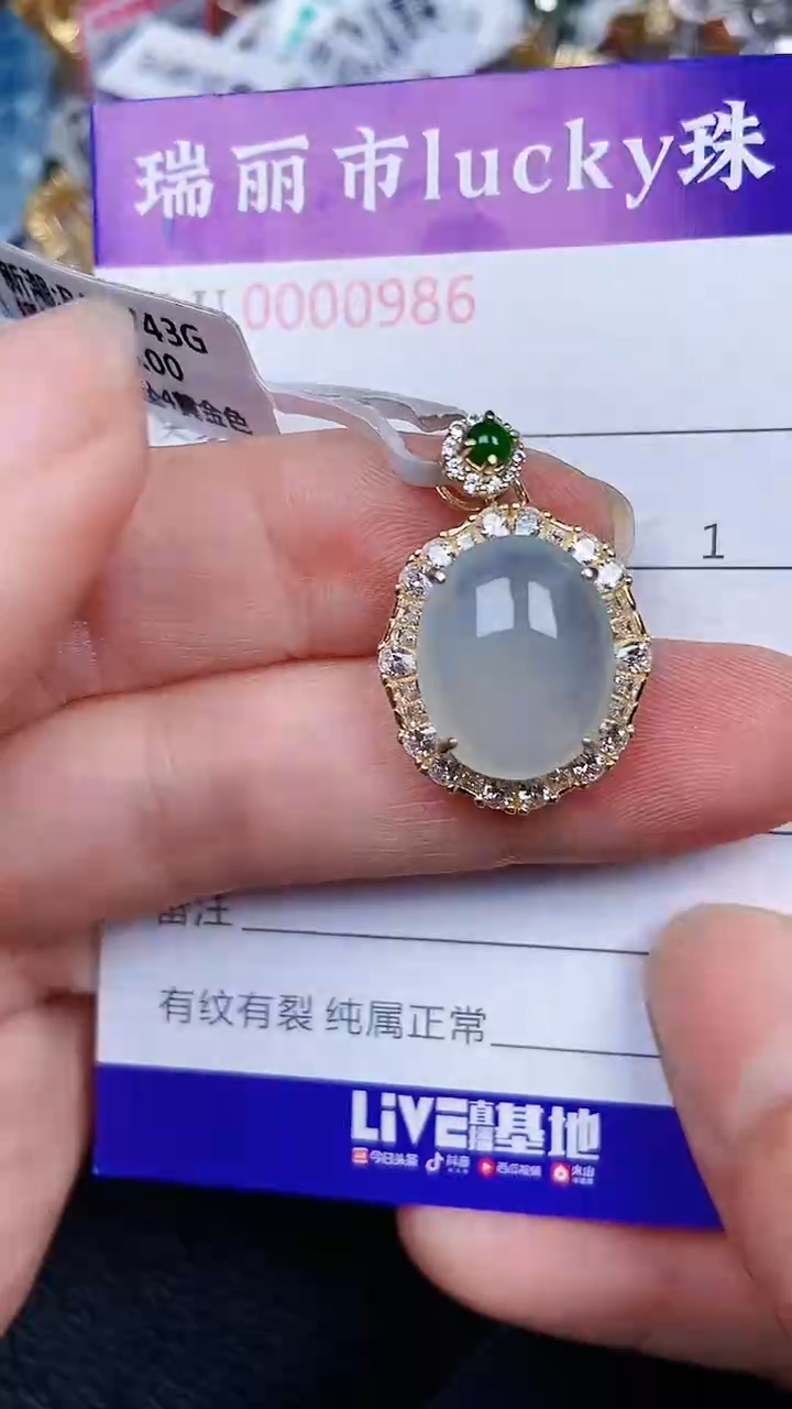 颈饰银S925镶嵌翡翠0986