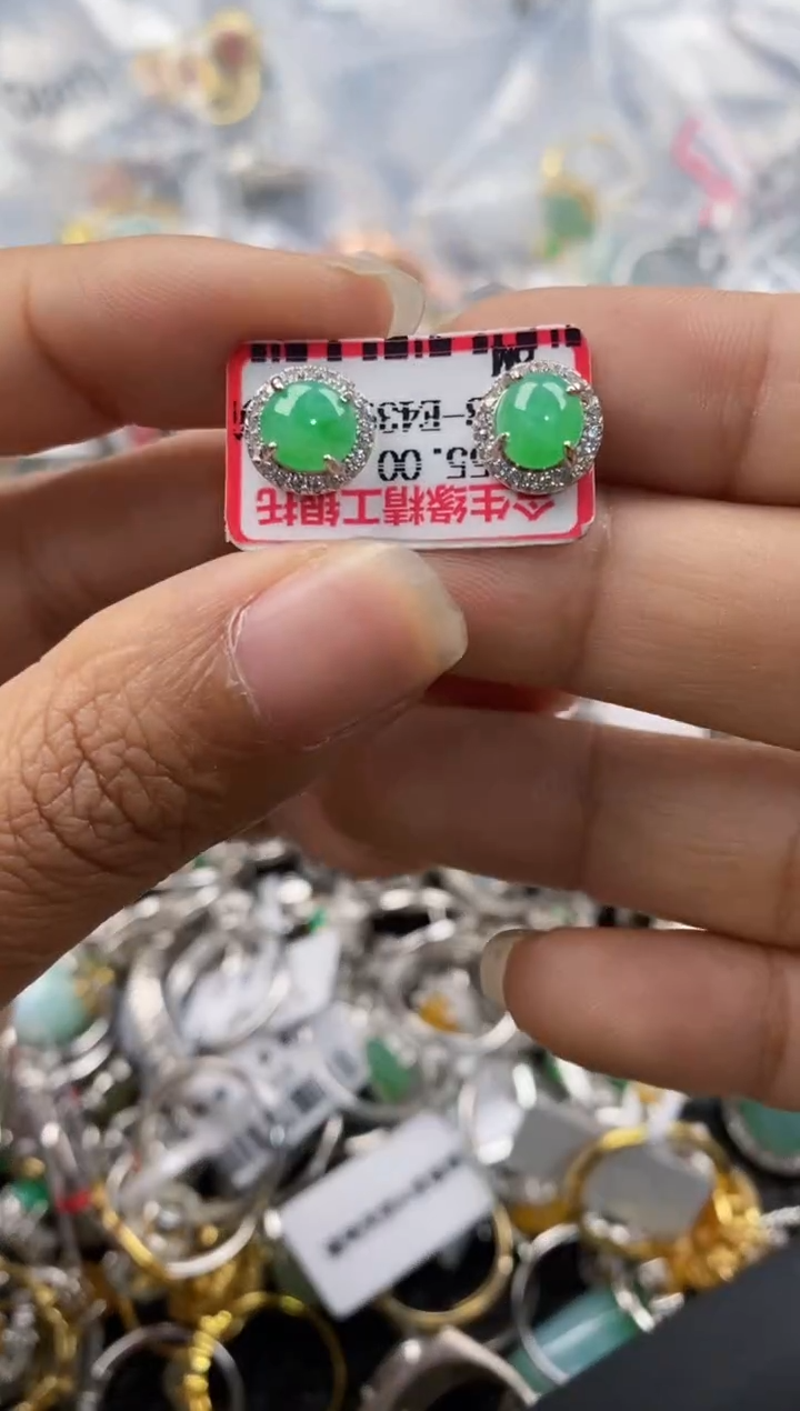 银S925镶嵌戒指翡翠888---6
