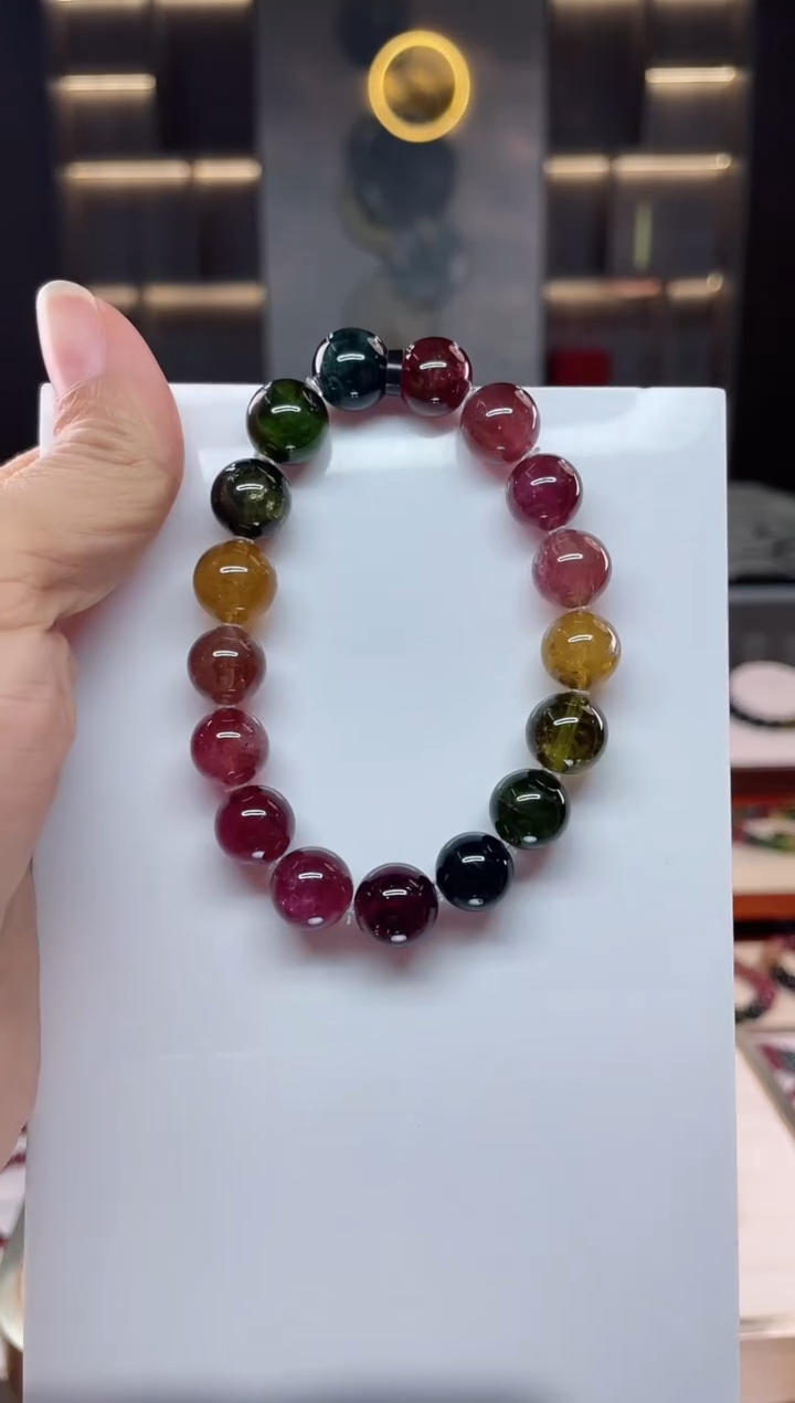 未镶嵌老矿碧玺单圈手串11mm+碧玺（多样性发一条）Q