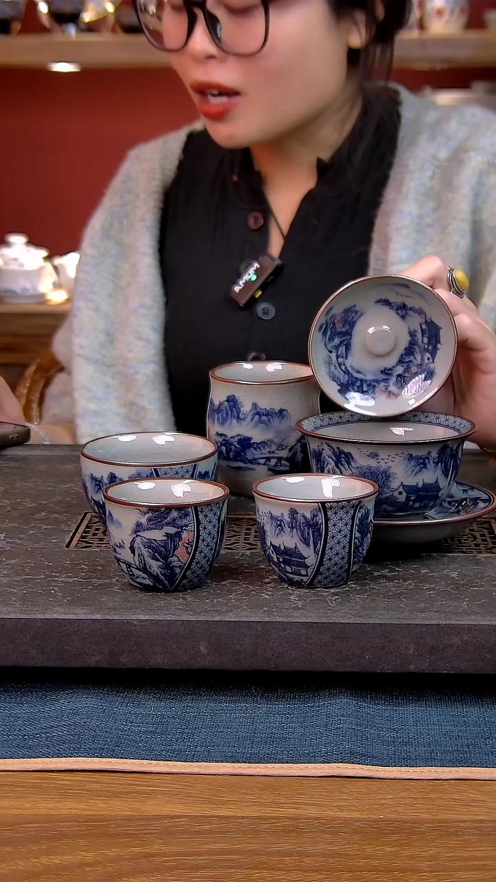 简装家用款5件套 老陶泥开片纹陶瓷茶具