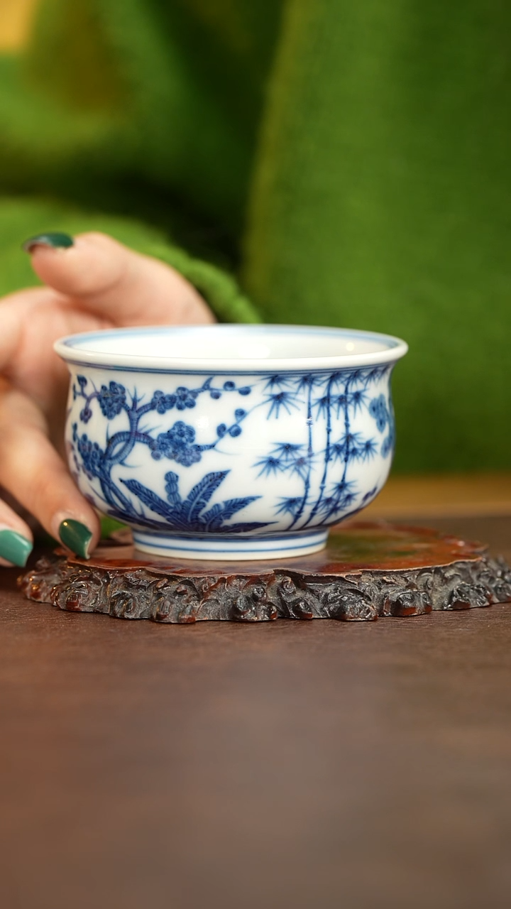 【闪购商品】博瑞堂松竹梅青花杯