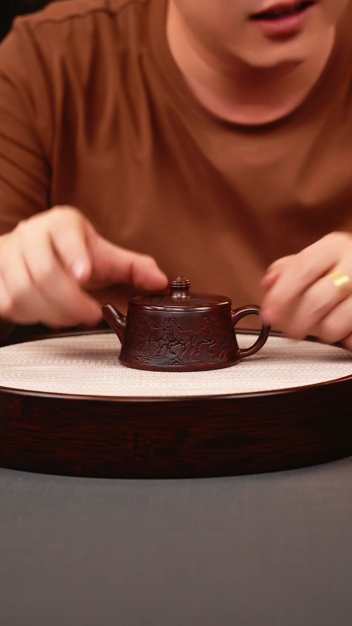 茶壶紫砂古红泥八骏柱础