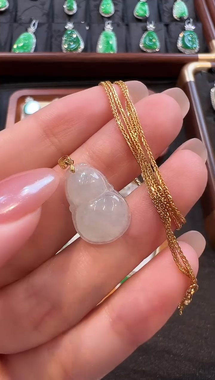 翡翠18K金镶嵌吊坠(不含链)吊坠