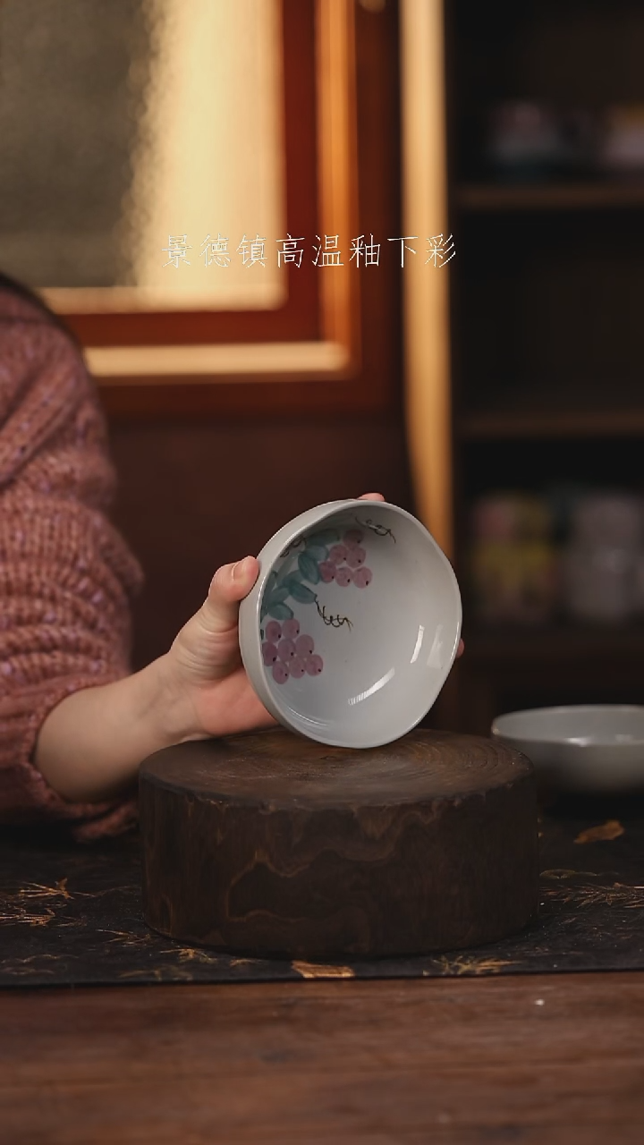 陶瓷景德镇高温釉下手绘陶瓷@650L@