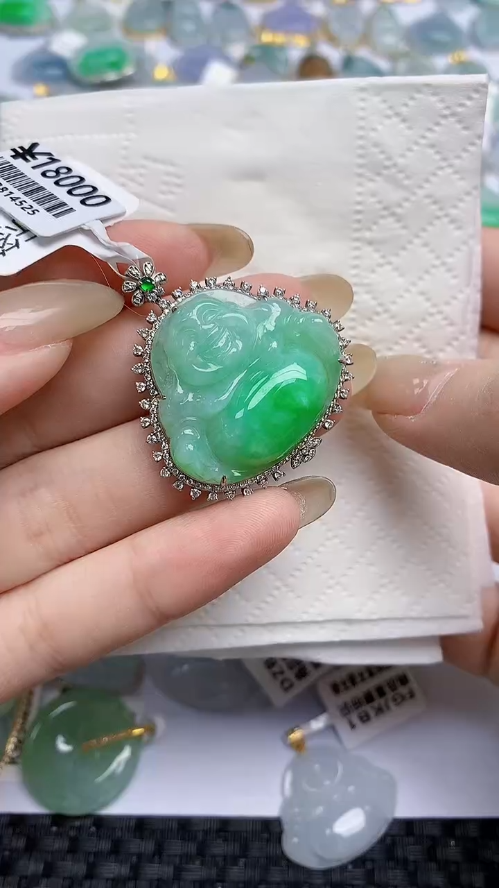 【闪购商品】翡翠颈饰18K金镶嵌天然A货翡翠 47