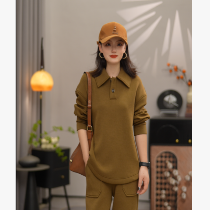 AMASS/阿玛施530015早秋新款质感减龄宽松翻领百搭舒适穿搭上衣女