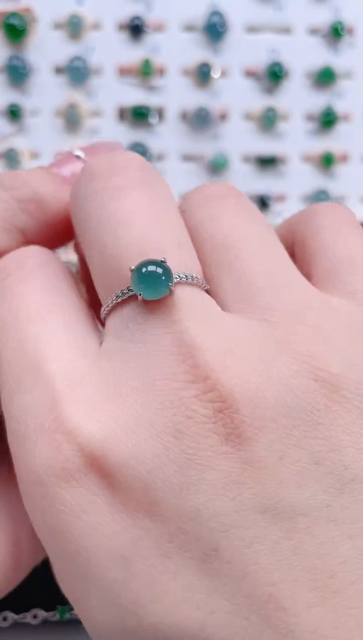 银S925镶嵌戒指翡翠天然翡翠