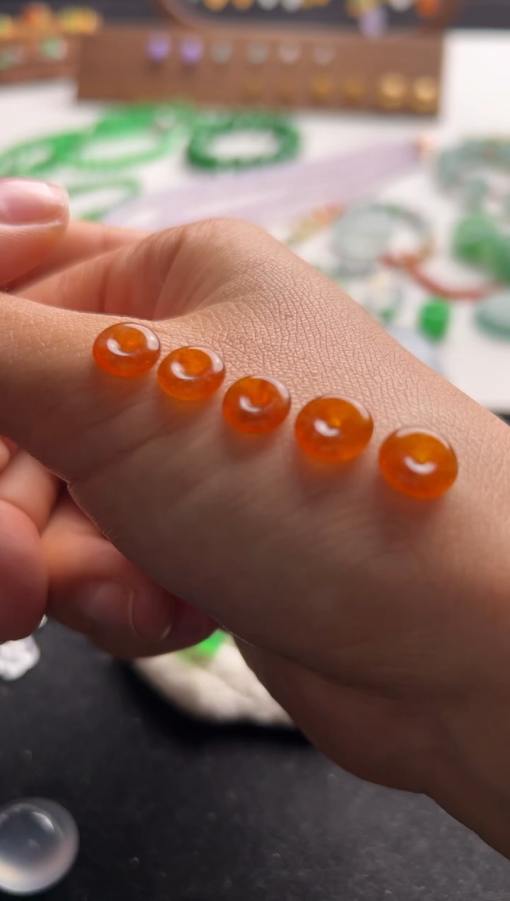 【闪购商品】定制翡翠未镶嵌平安扣五个3500+350-xmy073