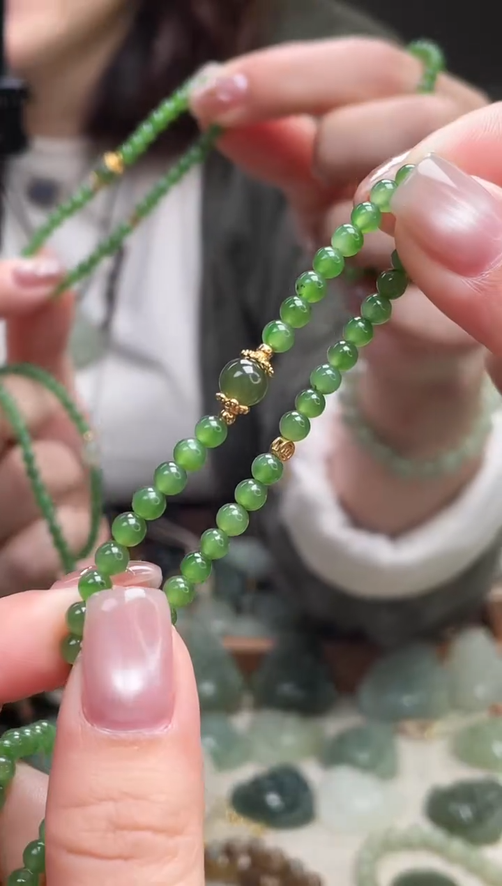 颈饰未镶嵌和田玉4mm手串