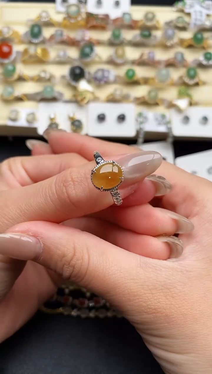 【闪购商品】翡翠戒指银S925镶嵌9999999+9