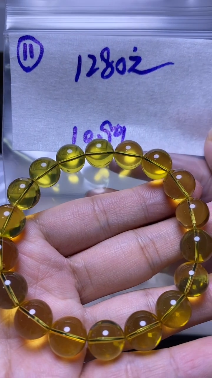 未镶嵌定制琥珀珠串1280元毛货需精细抛光11