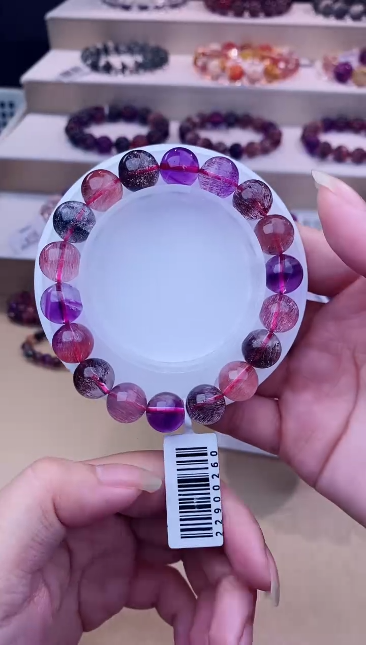 未镶嵌手链水晶黑加仑超七单圈11m+