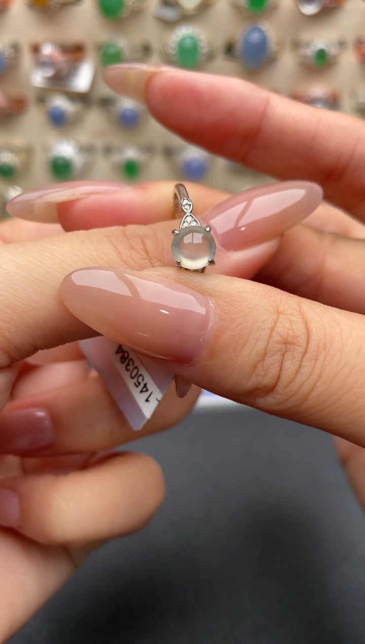 银S925镶嵌戒指翡翠一物一证一礼盒