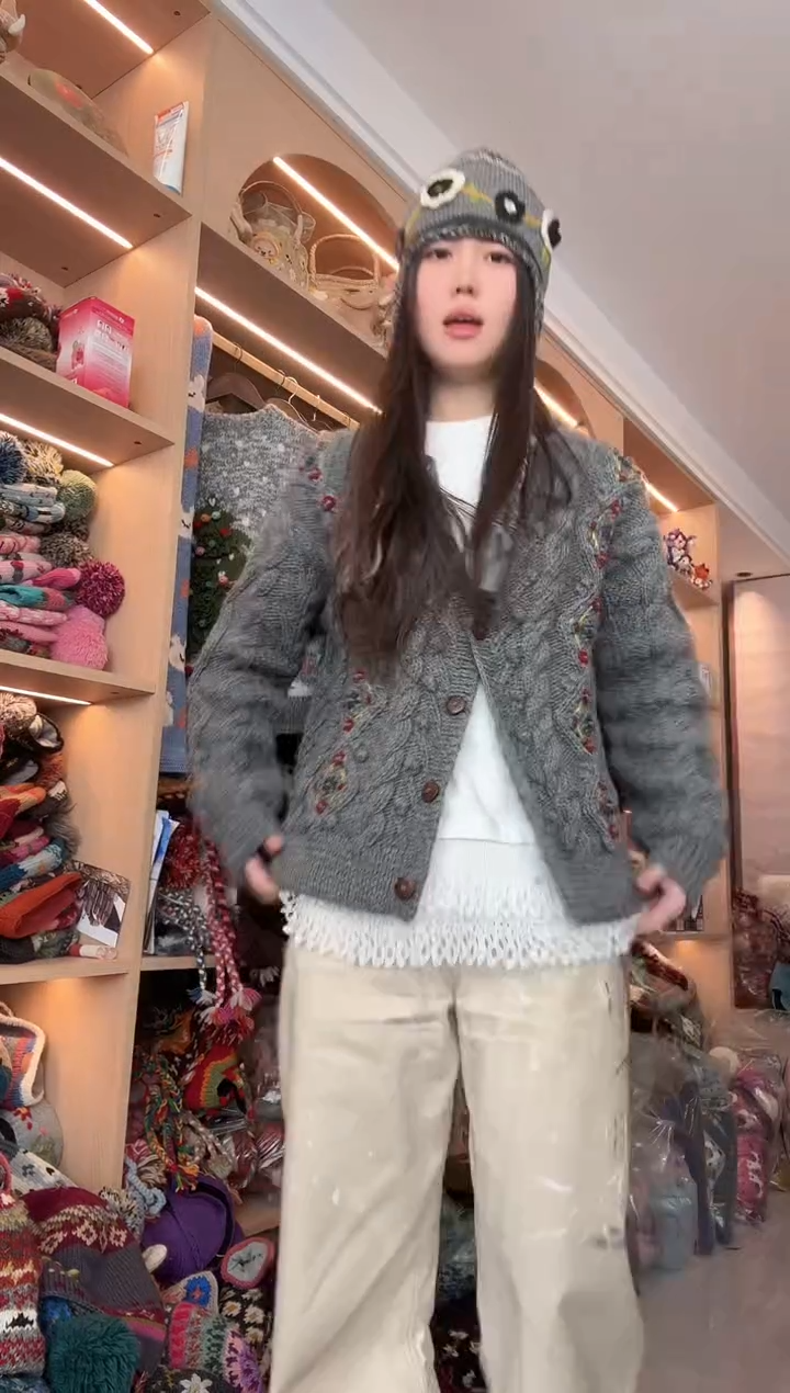羊毛灰色开衫主播自留款