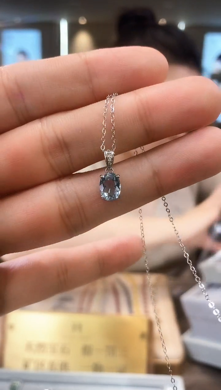 【闪购商品】海蓝宝石颈饰银S925镶嵌09