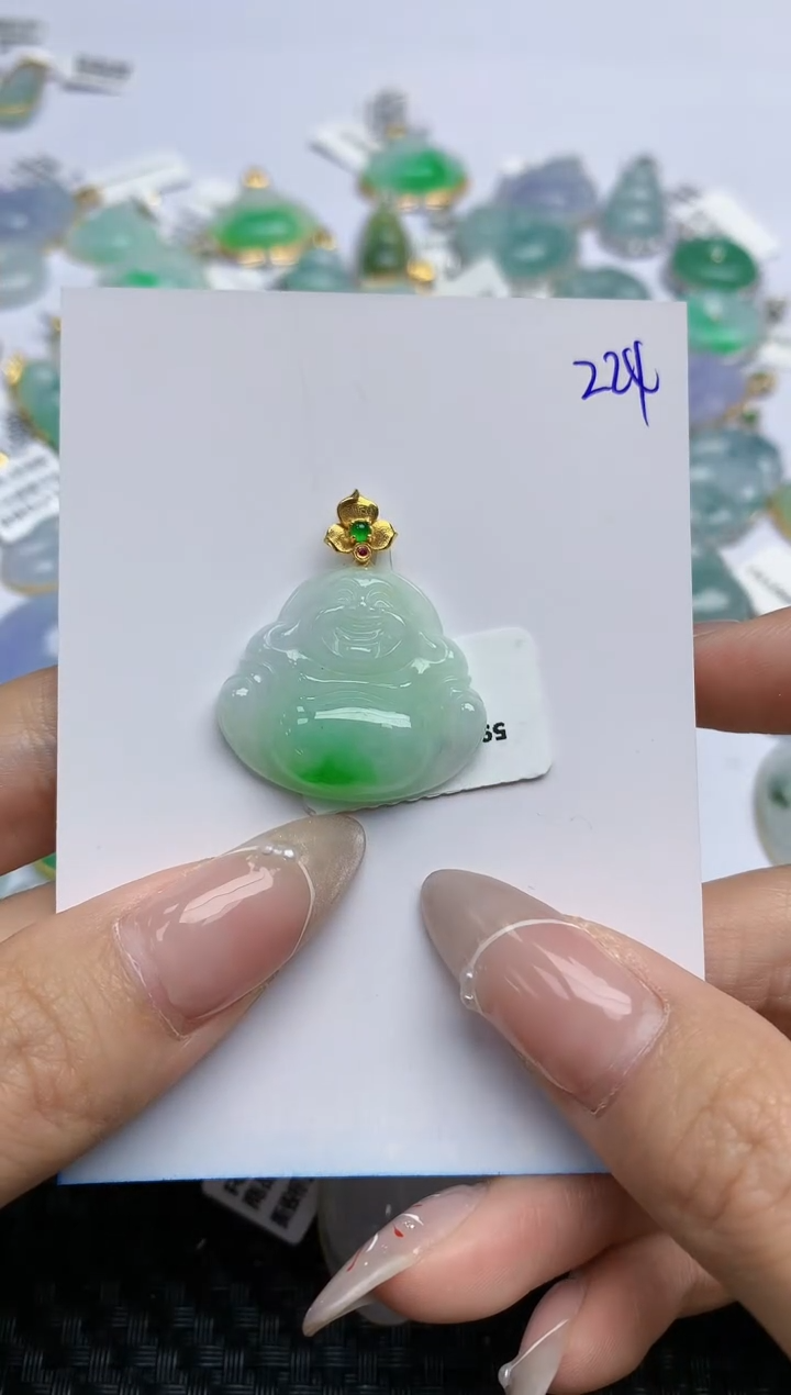 【闪购商品】翡翠颈饰18K金镶嵌天然翡翠A货