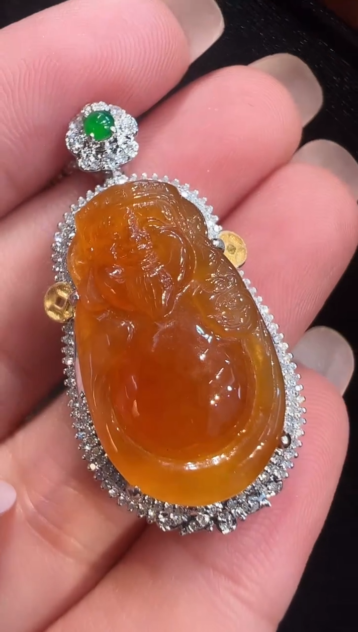 翡翠18K金镶嵌吊坠(不含链)AL1吊坠