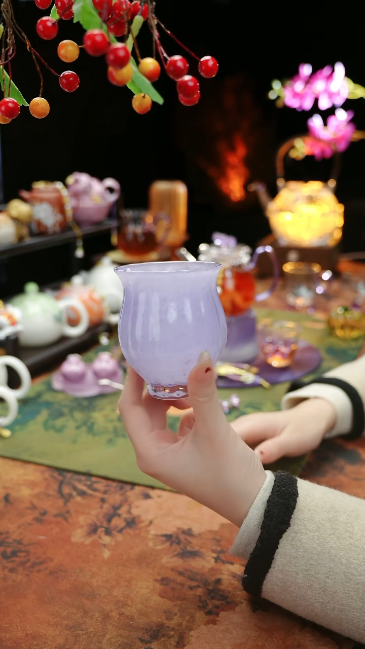 【闪购商品】紫色水晶琉璃主人杯水仙杯110cc