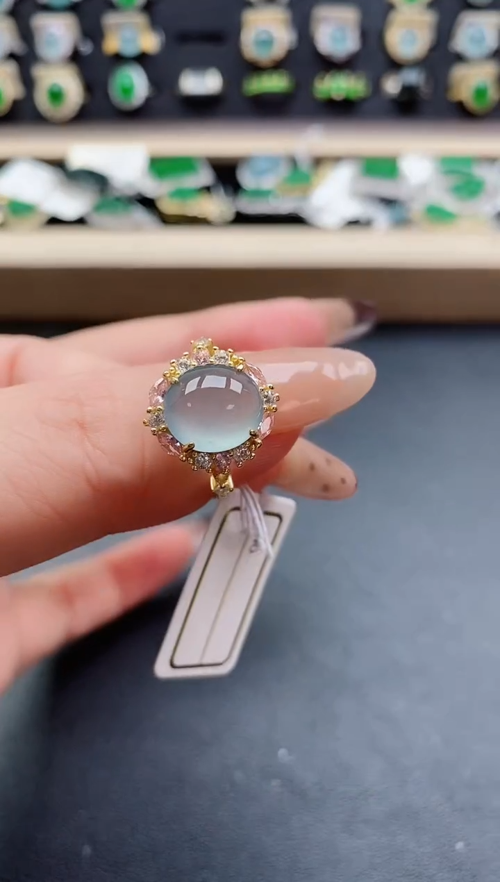 银S925镶嵌戒指翡翠1