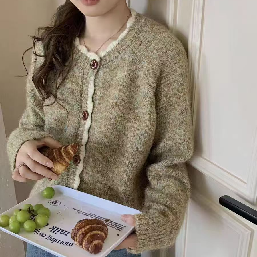 法式小香风针织毛衣外套女秋冬季新款百搭休闲宽松小众上衣