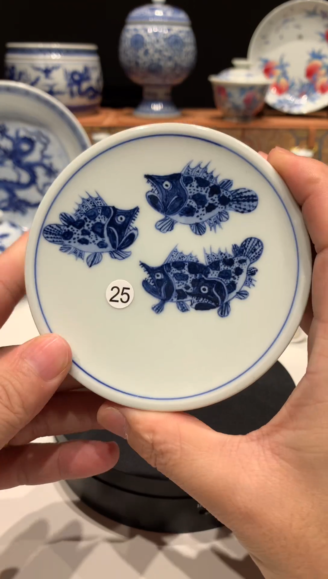 【闪购商品】25青花鱼藻螃蟹盖置额额