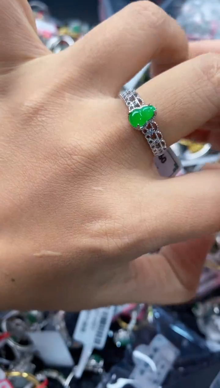 银S925镶嵌戒指翡翠111---10