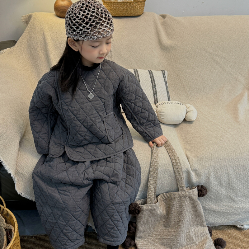 儿童中性款冬季绗线套装中小童休闲两件套FT047