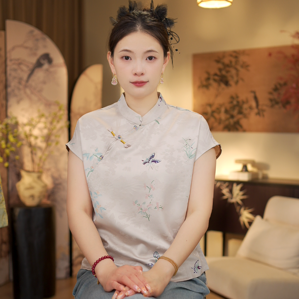 蝶菡 夏季新款显瘦设计感上衣3377