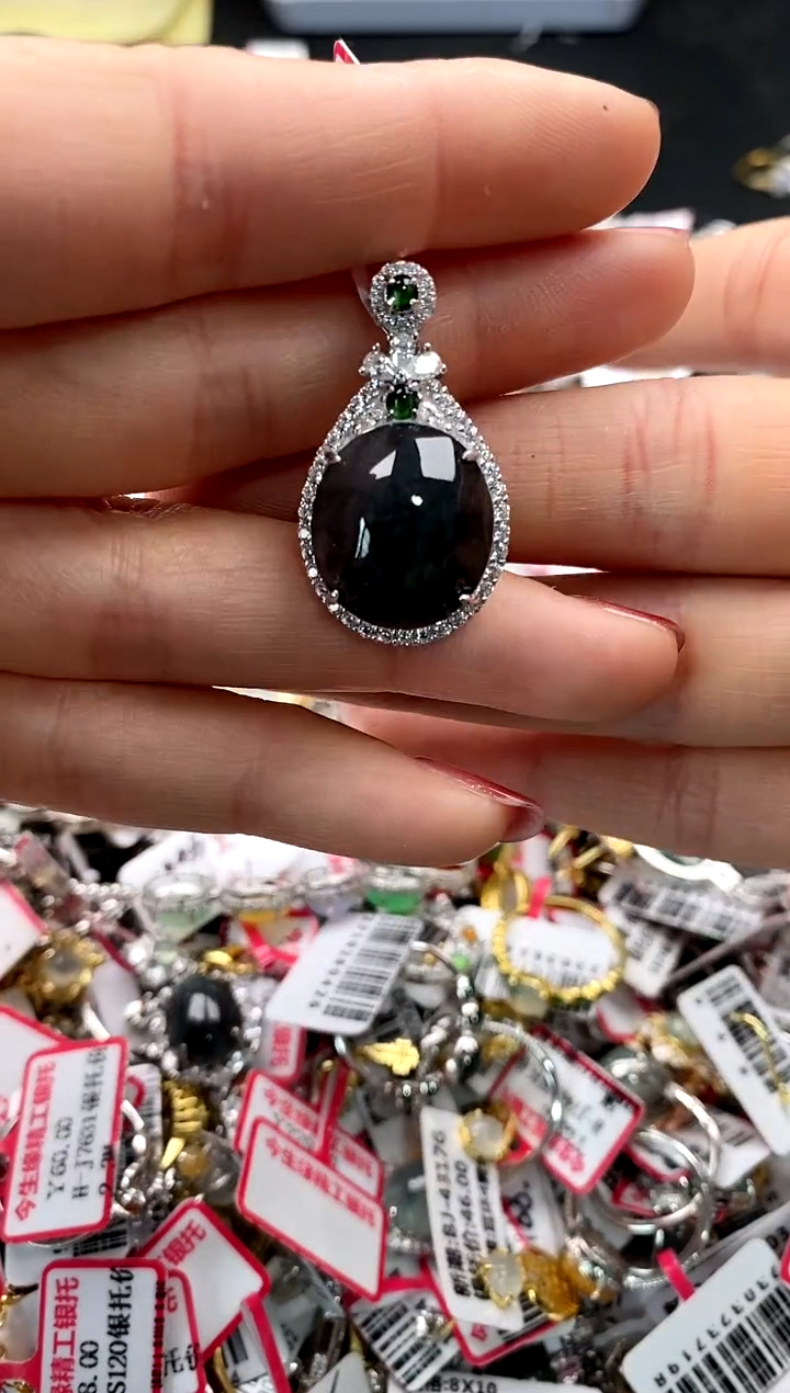 【闪购商品】翡翠戒指银S925镶嵌77777777    1