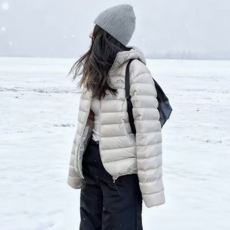 【真羽绒】2025白鸭绒羽绒服排骨轻薄防水连帽短款百搭冬季外套女