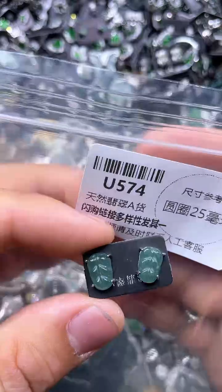 【闪购商品】翡翠颈饰未镶嵌U574耳钉