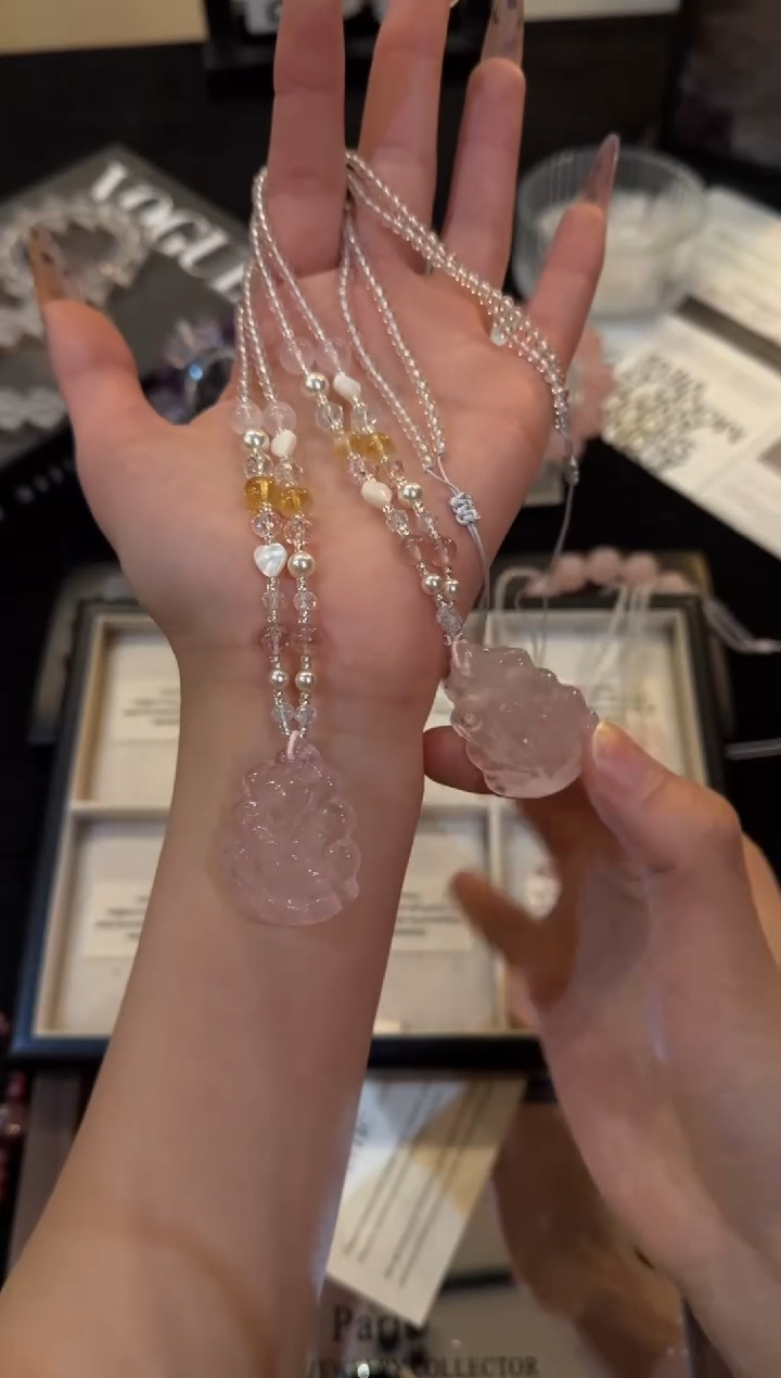未镶嵌手链水晶粉水晶项链x3385