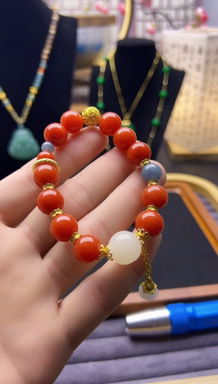 【闪购商品】翡翠手链14K金镶嵌S160         