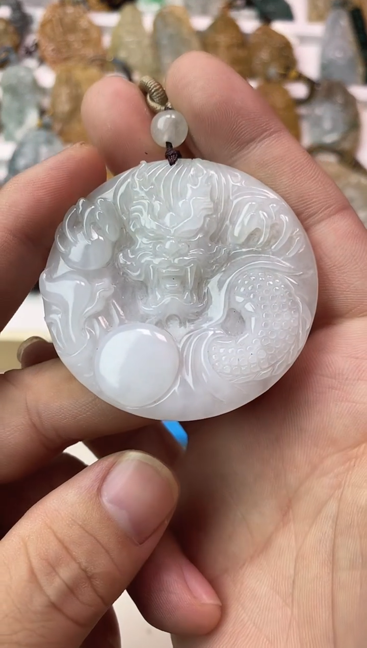 吊坠(不含链)未镶嵌翡翠马**侠天然缅甸A货翡翠（龙牌）