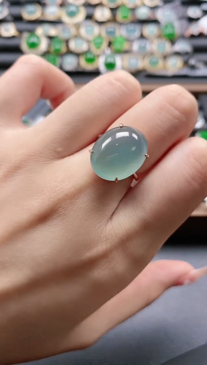 【闪购商品】翡翠戒指银S925镶嵌52511