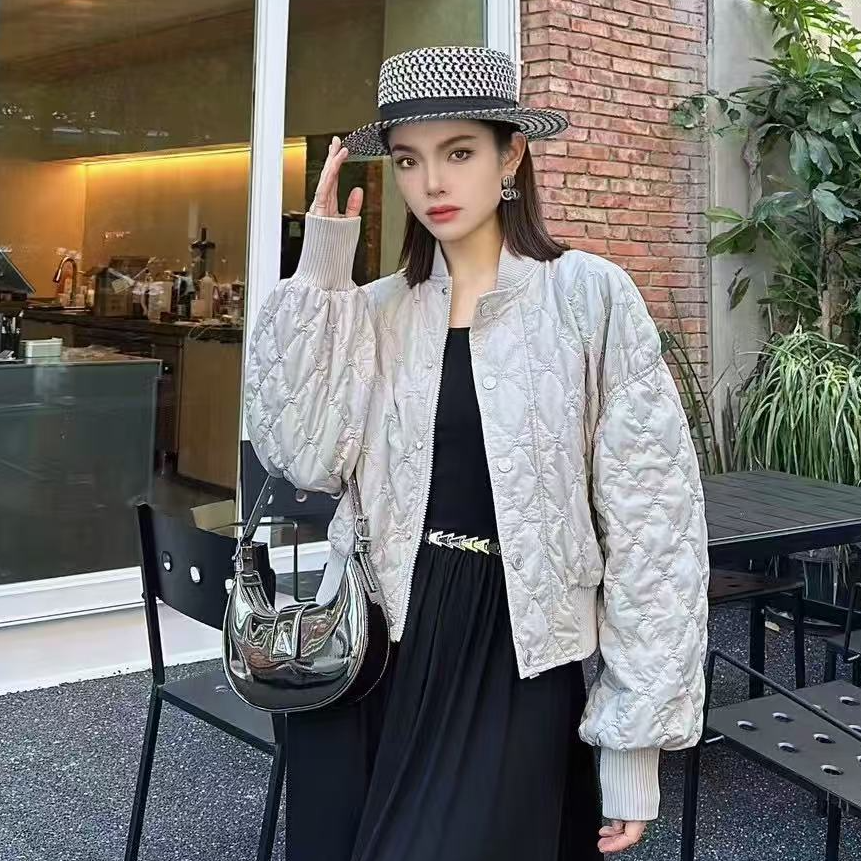 【商场同款】冬季新款宽松立领菱格保暖短款棒球棉服摩登猫5400844