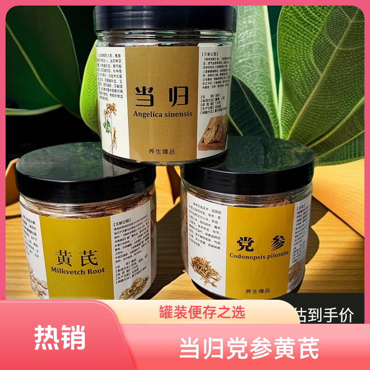 【岷县三宝】当归 党参 黄芪，罐装品，方便储存300g-750g送礼首选