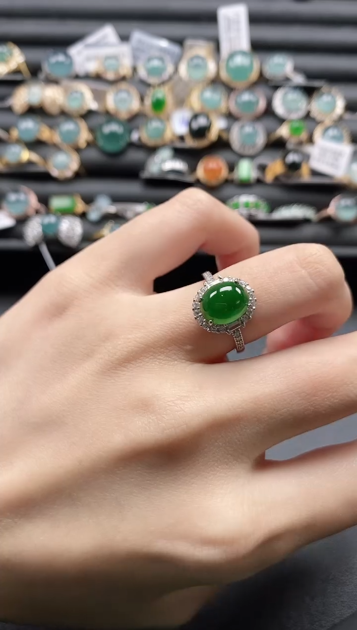 【闪购商品】翡翠戒指银S925镶嵌11111
