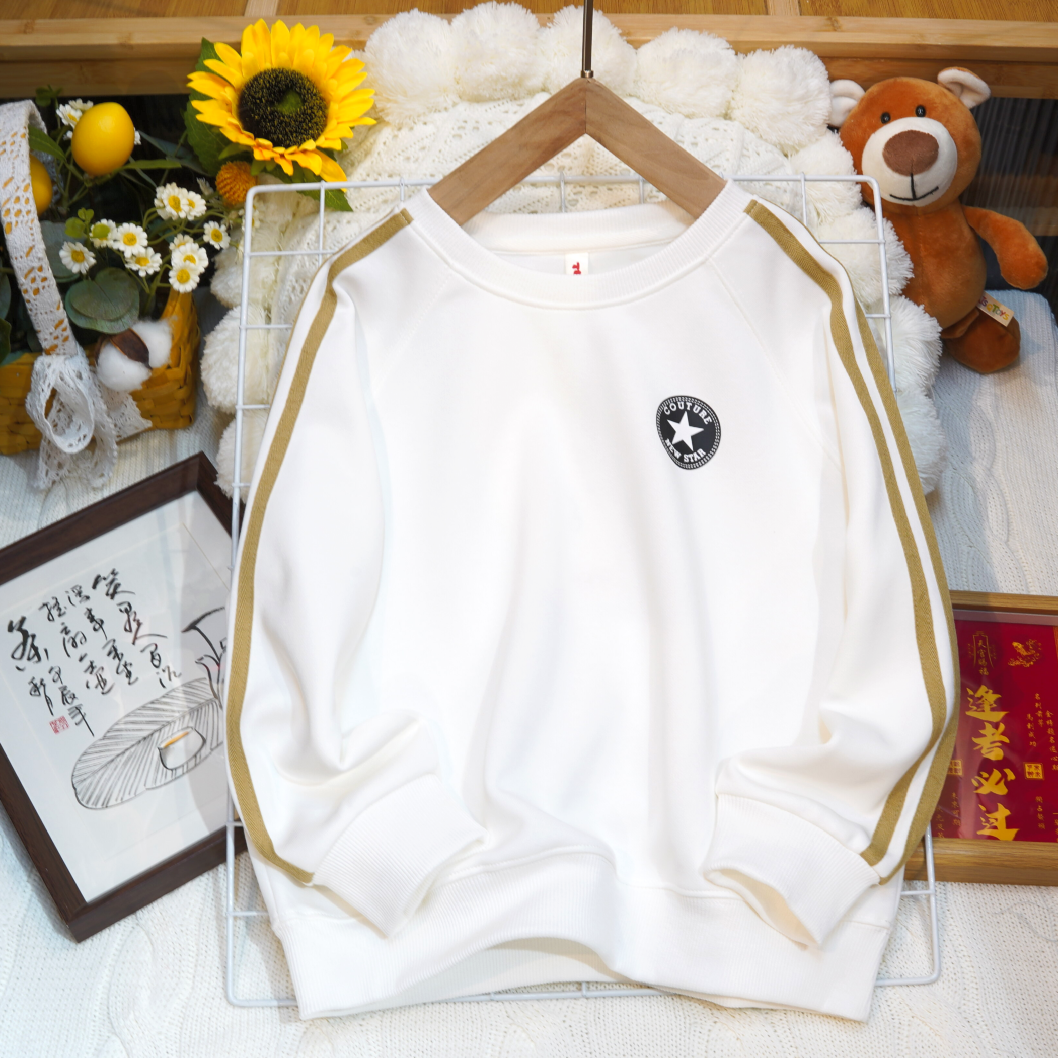 儿童春季新款纯棉圆领卫衣百搭洋气休闲时尚中大童韩版高品质舒适