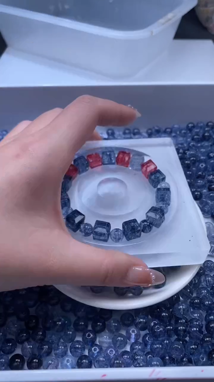 颈饰未镶嵌水晶w2463伦敦蓝碧玺8mm*10颗