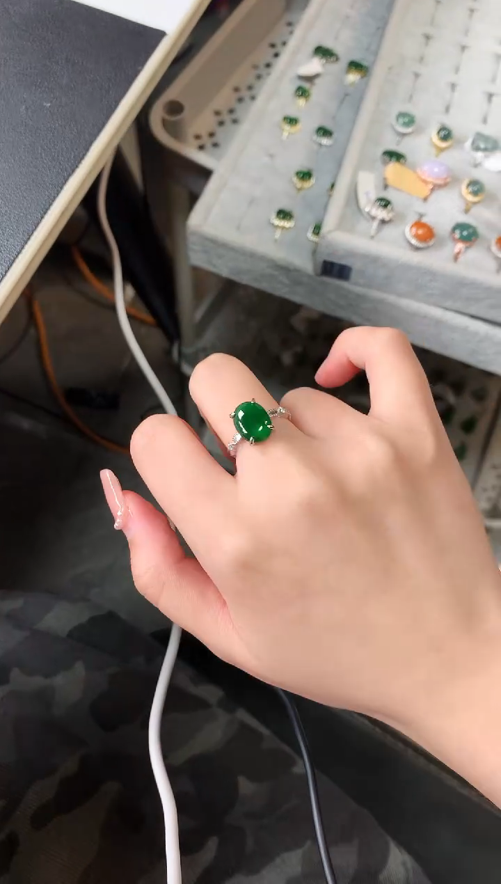 【闪购商品】翡翠戒指银S925镶嵌5124124