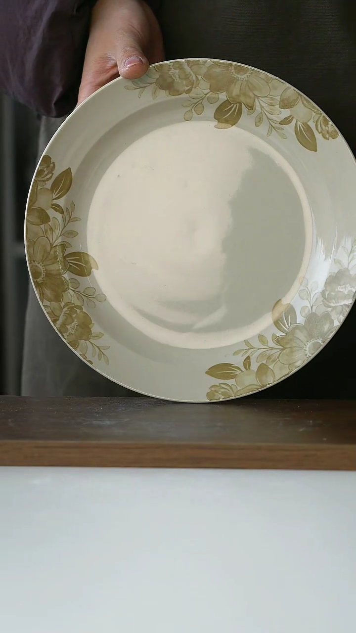【闪购商品】陶瓷中古蔓迪黄23cm@4-2@