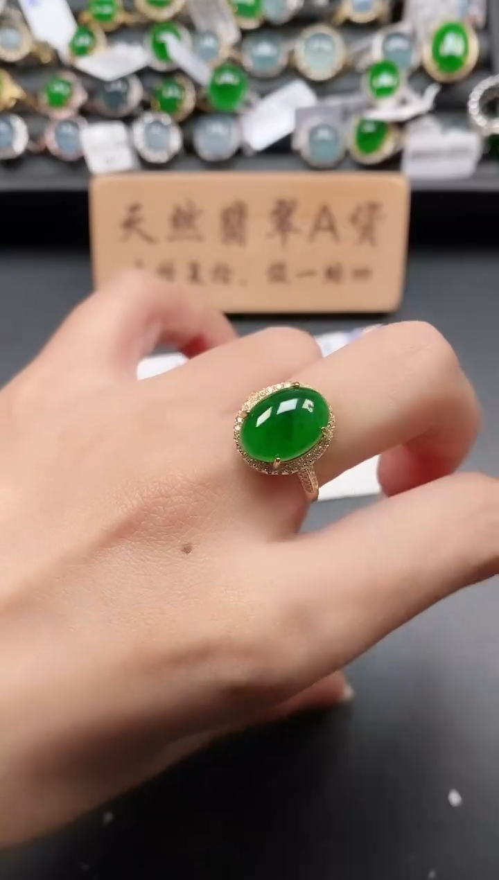 银S925镶嵌戒指翡翠11