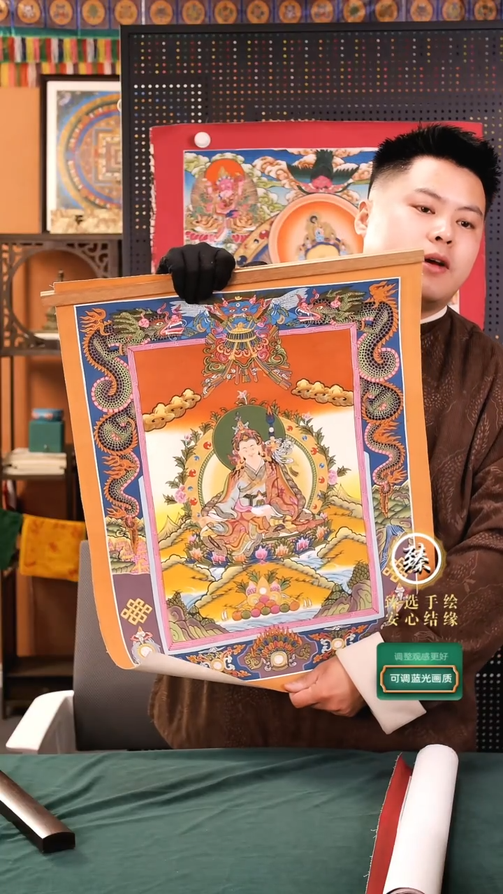 【闪购商品】卷轴画纯手绘莲花生60*45画芯